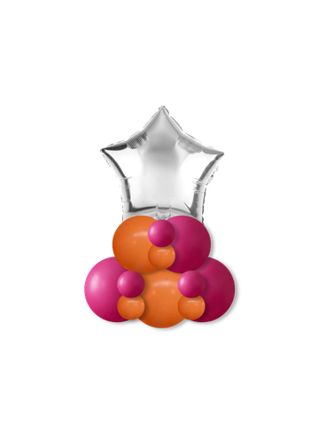 Mini balloon stack with a foil balloon on a coordinating balloon base.