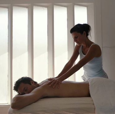 In Room Hotel Massage client by Massage Austin TX mobile therapist.
