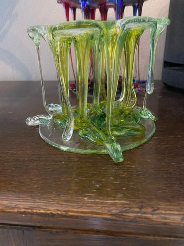 Glass Fusion JellyFish art - 8" tall