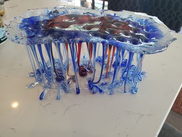 Large Glass Fusion Jellyfish - 16" wide