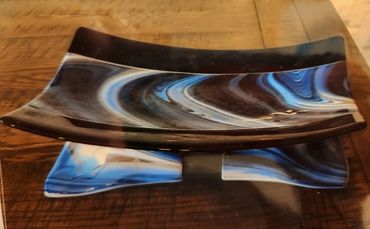 Glass Fusion platter and stand - 12"