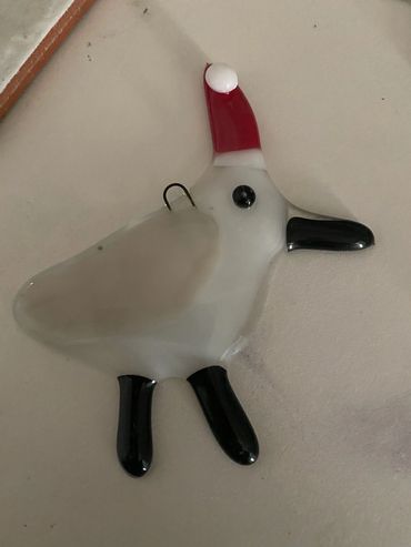 Glass Fusion Christmas Sandpiper - 4"