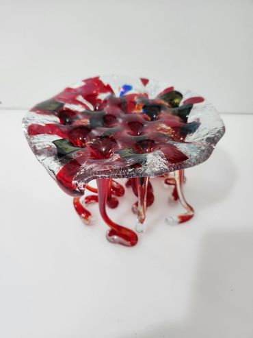 Glass Fusion JellyFish - 6" tall