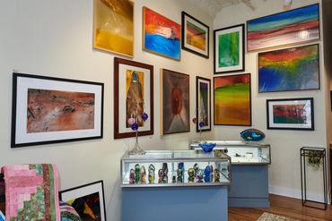 Artwork on display at Bedcat Studios at the Glass Menagerie in Corning, New York.