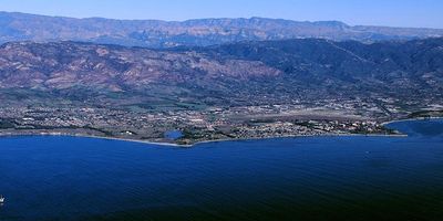 Santa Barbara coast with ocean and mountains