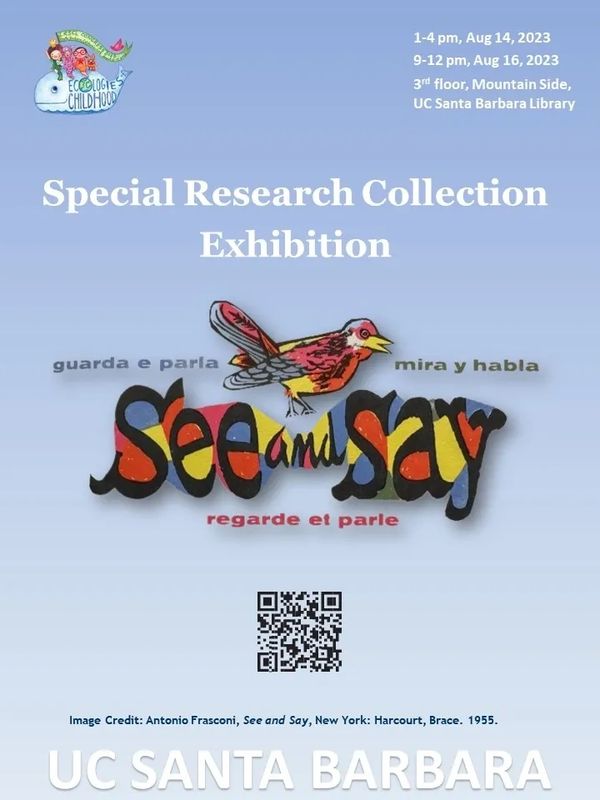 See and Say: Special Research Collection Exhibition event poster & illustration of red & yellow bird