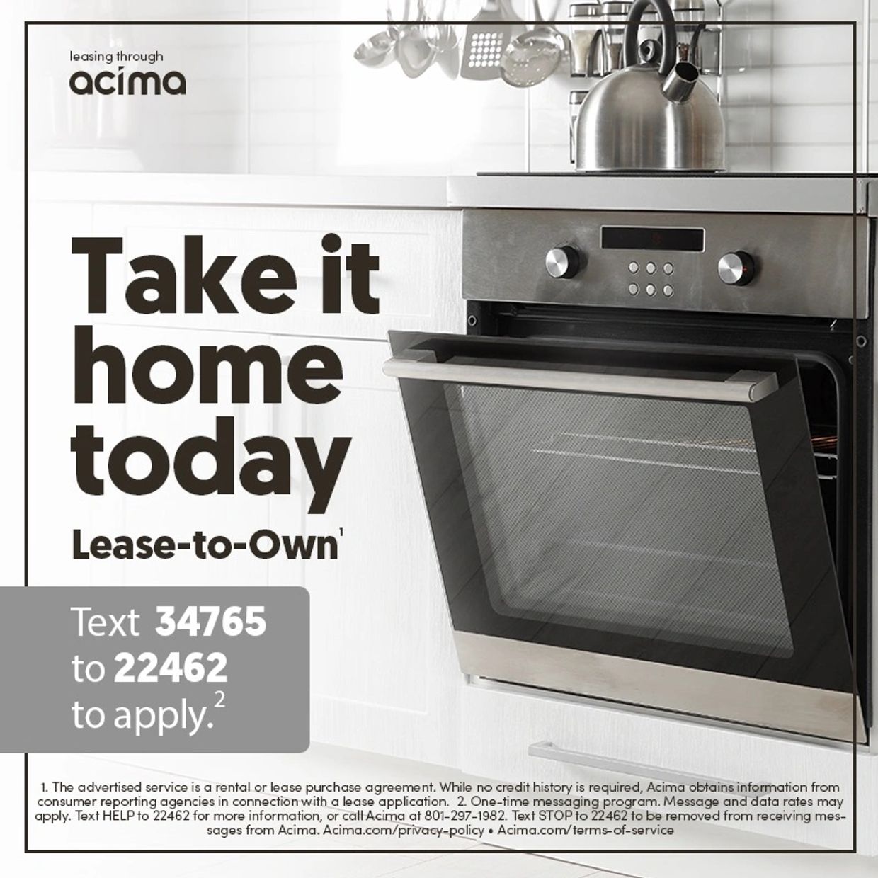 Acima offers lease-to-own options with no credit check.