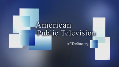 Logo of American Public Television with blue squares on a dark background.