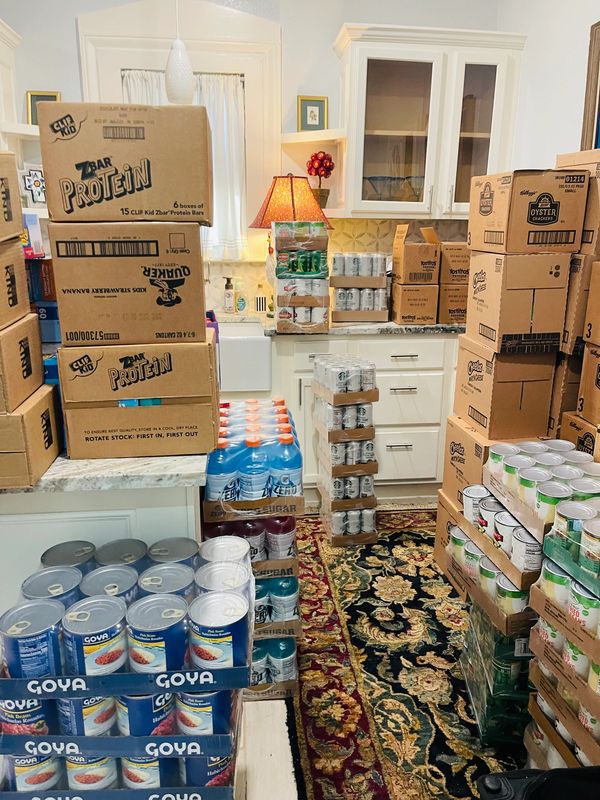 Cans of donated food for the Parenting Plus Food Pantry
