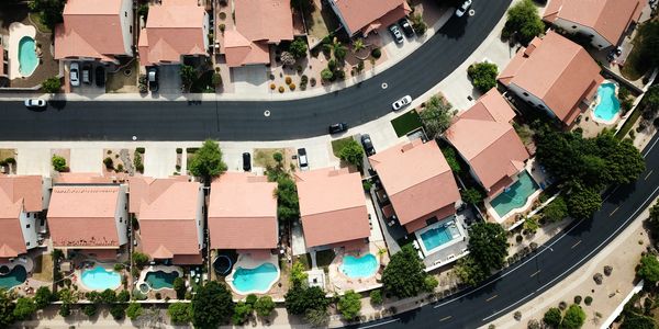 Aerial view of neighborhood