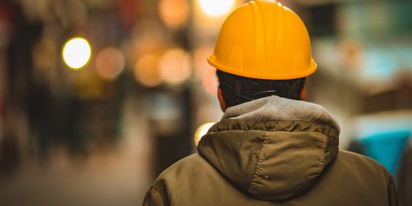 Man wearing construction hat