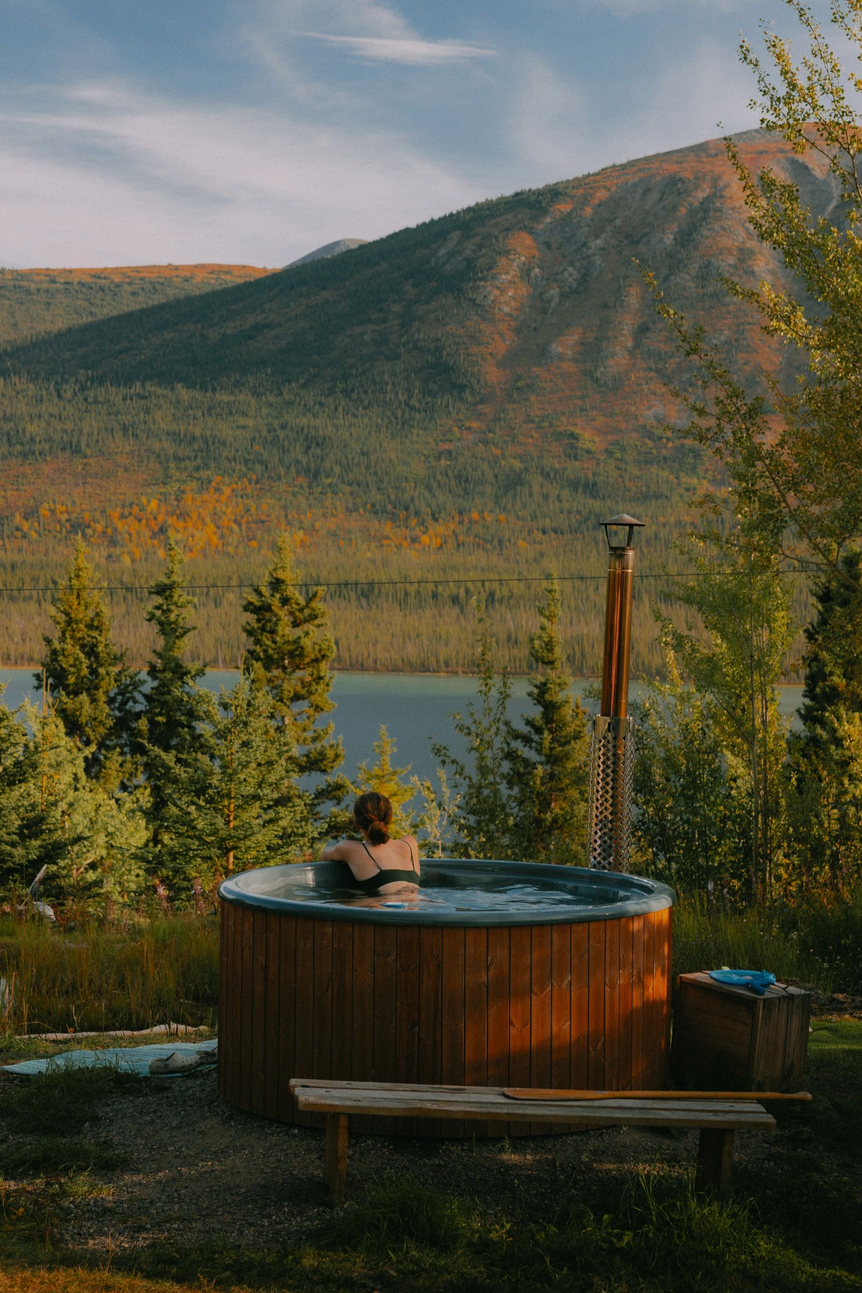 Cabins Over Crag Lake in Carcross, Canada