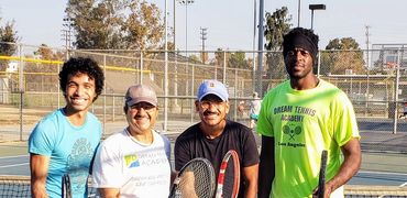 Coach David and his tennis students after a fun game of LIVE BALL in North Hollywood in the morning 