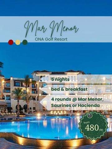 Bespoke golf holidays in Spain. Mar Menor Golf Resort. 5 nights/bed & breakfast/4 rounds