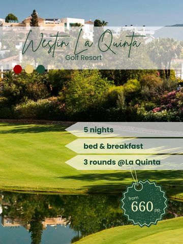 Bespoke golf holidays in the Algarve. Westin La Quinta Golf Green. 5 nights/bed & breakfast/3 rounds