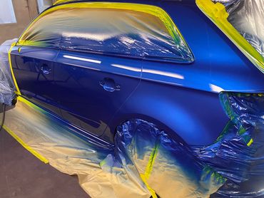 Audi A3, rear quarter panel and door repair, blend colour to front door..