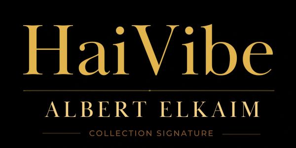 Luxury gold text logo on black background.
