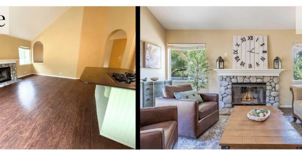 Living Room Before and After Staging by Magnolia Staging Solutions at 6564 La Cumbre Road, Somis, CA