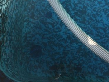 Multiple patches on a swimming pool liner.