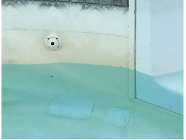 Swimming pool liner patched.