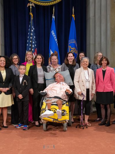 A picture at the Department of Justice in Washington, D.C with our team.