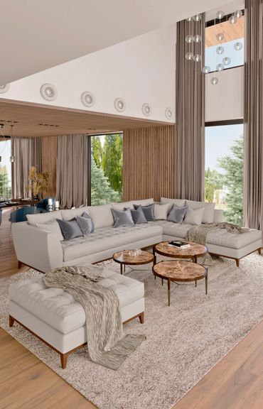 Modernes Wohnzimmerflair im Einfamilienhaus: Eleganz trifft Gemütlichkeit