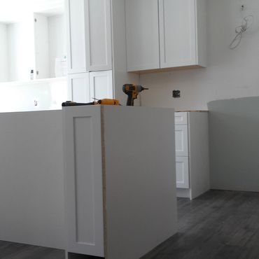 Bellhaven renovations first floor creating open concept living space Kitchen cupboard installation