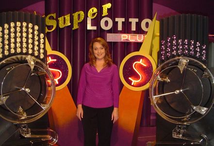 Staci Anderson hosting the live broadcast of California's SuperLOTTO Plus on statewide television