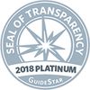 Guidestar Platinum level of transparency going on our third year!