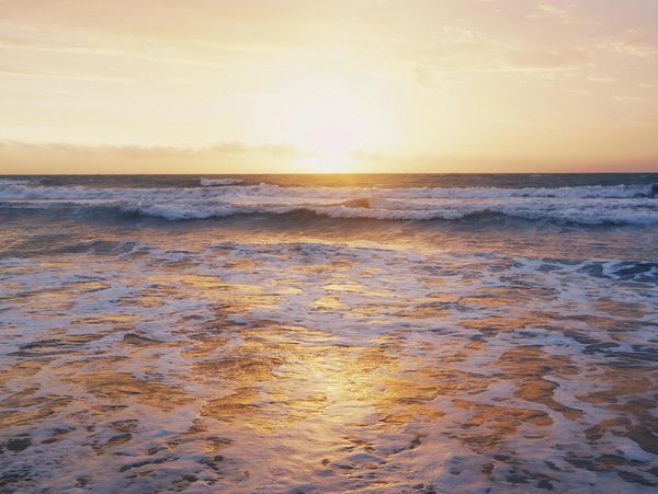 Sunset,Blue sea and blue sky with clouds nature background