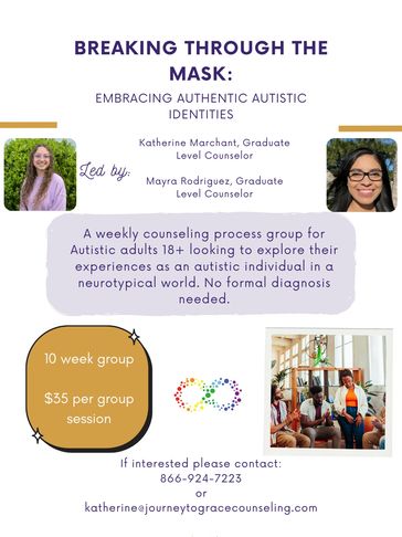 Flyer for Breaking Through the Mask: Embracing Authentic Autistic Identities for adults 18+