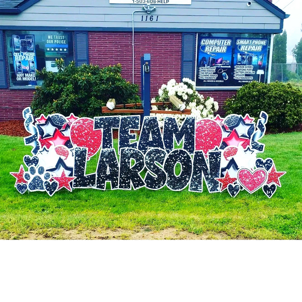 Balloons, hearts & stars yard signs, yard sign rentals