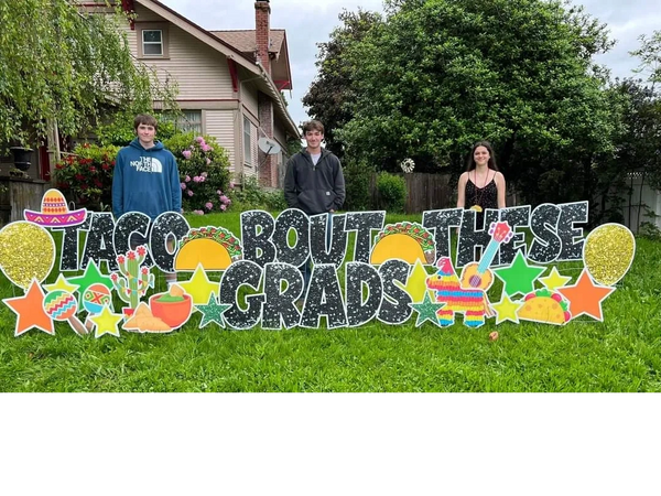 Large yard letters, custom yard sign, yard sign rental, graduation yard signs