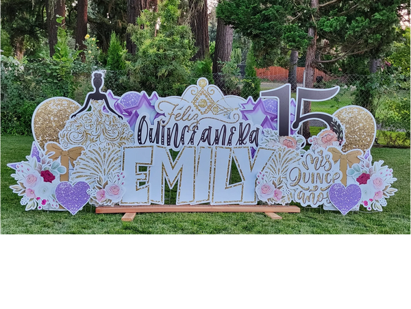 quicenera yard sign, quincenera, oregon