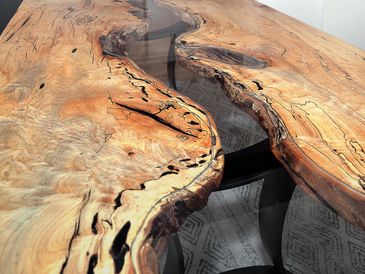 Spalted Maple, river styled dining table crafted by Macik Custom Woodworking.