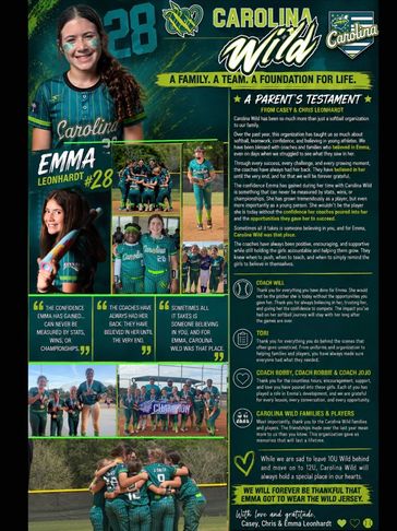 Carolina Wild soccer team highlights with Emma Leonhardt's tribute and team spirit.