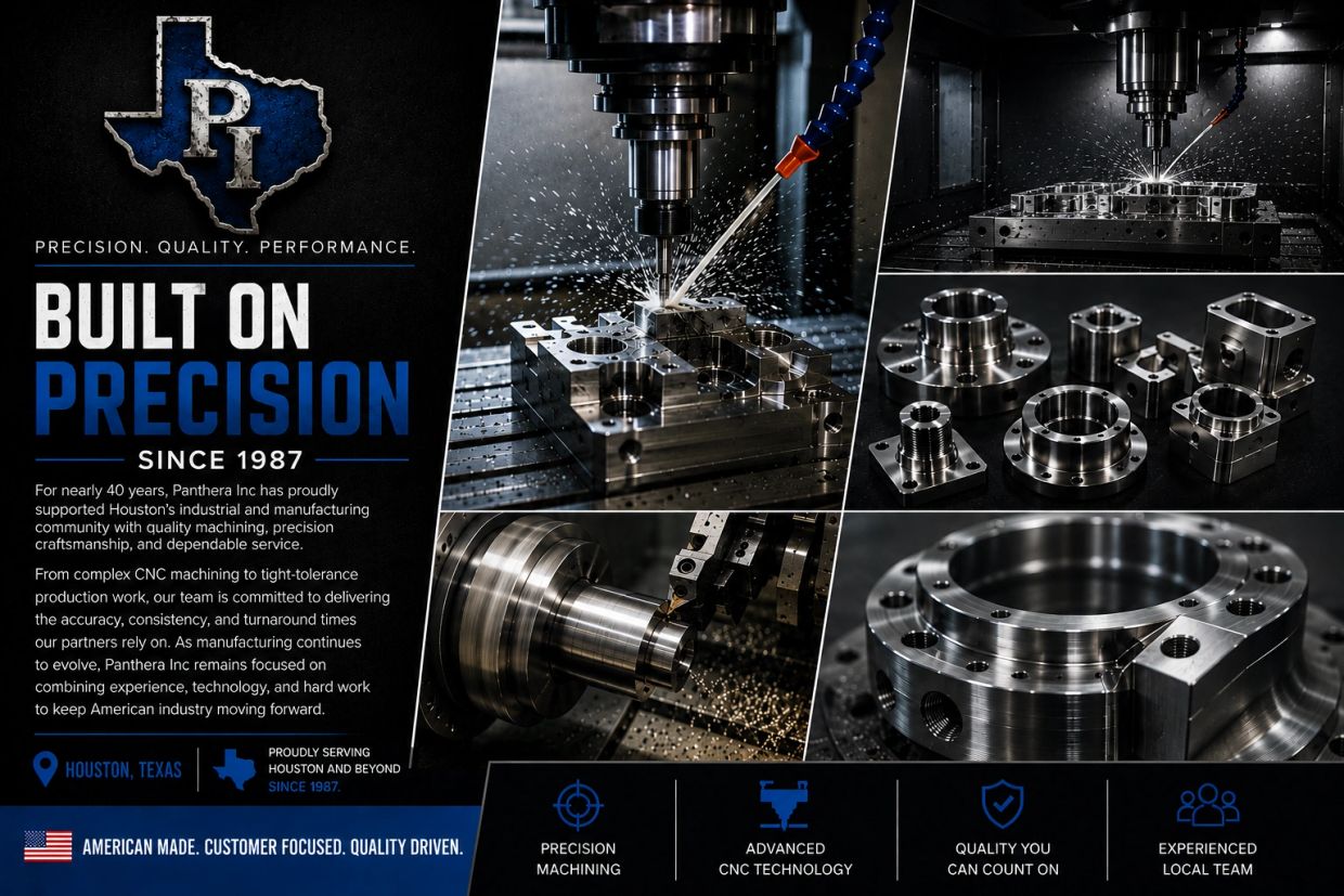 Panthera Inc: Precision CNC machining and quality metal parts since 1987 in Houston, Texas.