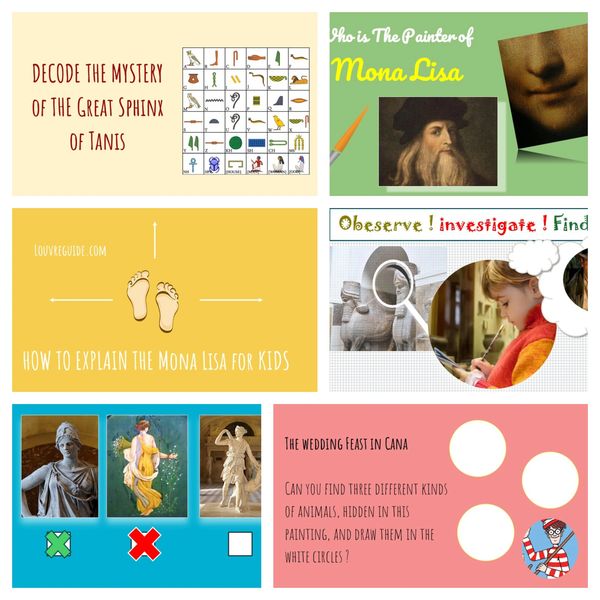 Example of a page from our treasure hunt in the Louvre