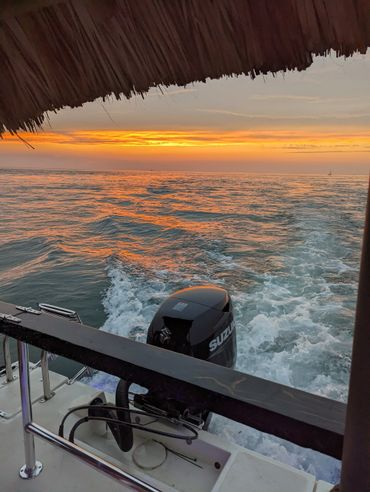 Sunset on the Tiki Boat
