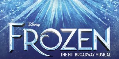 Frozen Broadway musical logo with icy design.