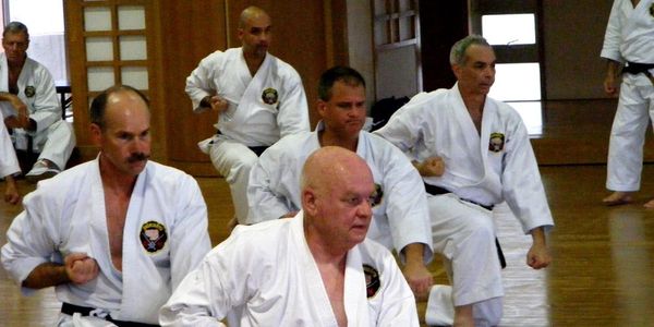 Don Seiler and other black belts training in Okinawa in 2010 under Soke Takayoshi Nagamine