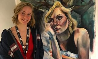 Julia's self portrait that was display in the senior showcase at Dreyfoos.