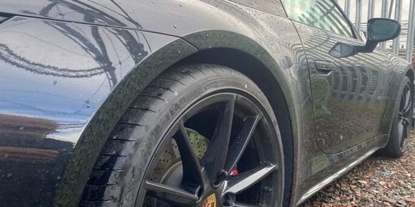 A sports car parked.