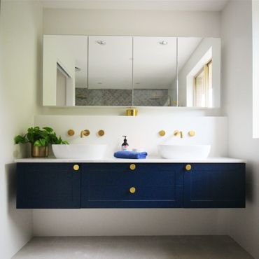 Modern bathroom with blue