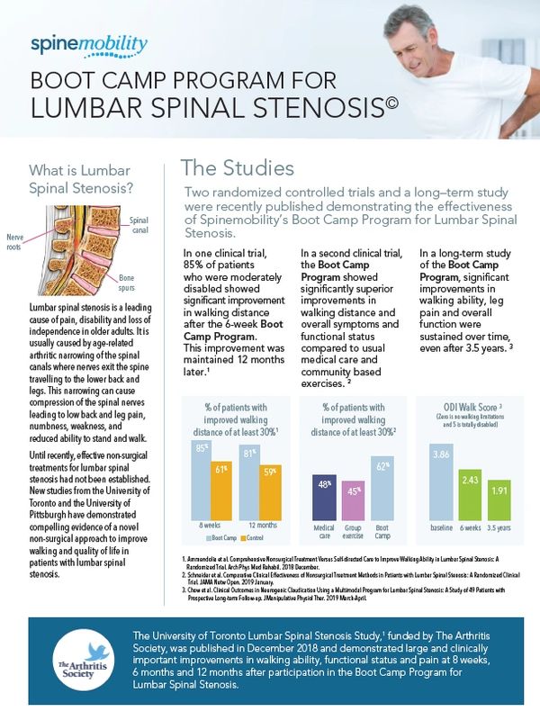 screenshot of Spine Mobility Lumbar Spinal Stenosis program for low back pain