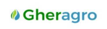 Logo with a green leaf and blue-green text 'Gheragro'.