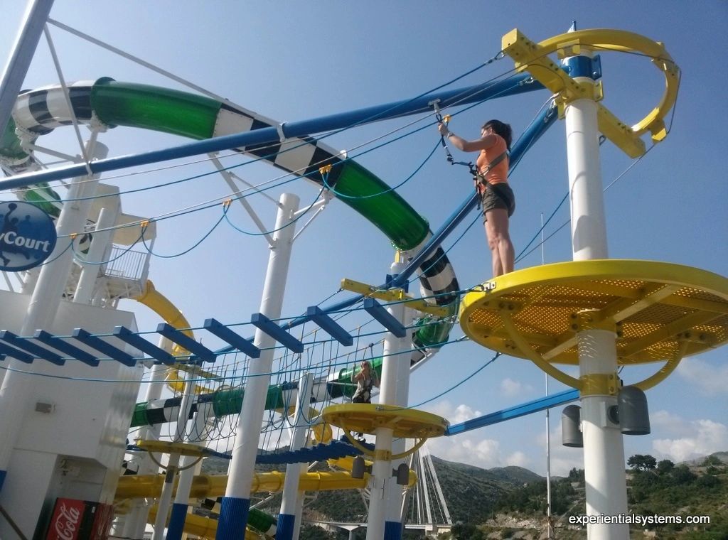 High ropes course activities on a cruise ship.