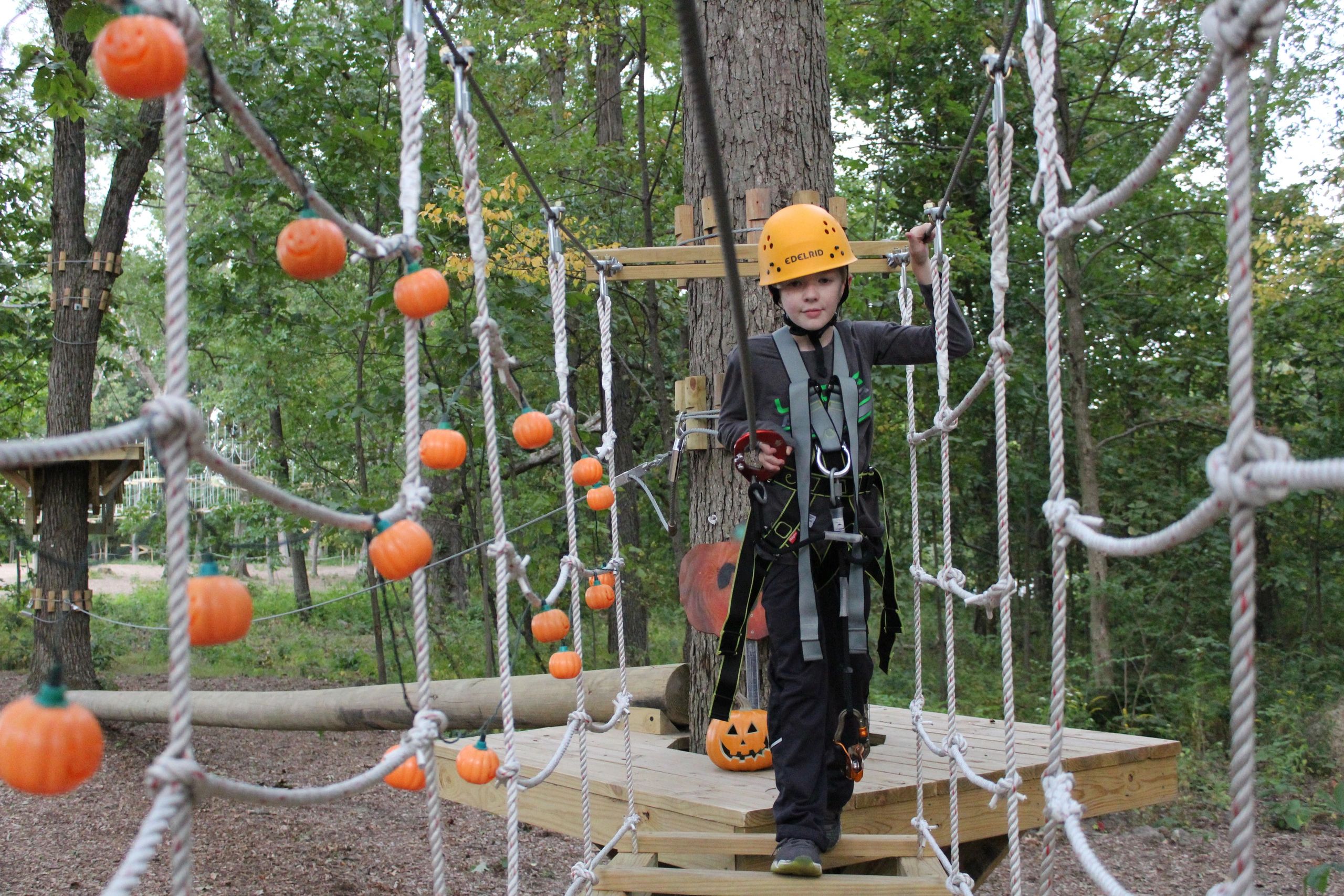 Kid's low ropes course on park district property in Northwest Indiana, 15 miles from Illinois.