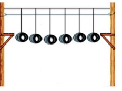 Tire Swings high ropes course activity.