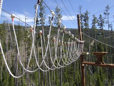 High ropes course in Rocky Mountain area.